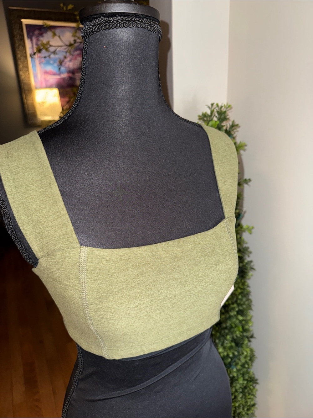 Beyond Yoga Olive Square-Neck Crop Top